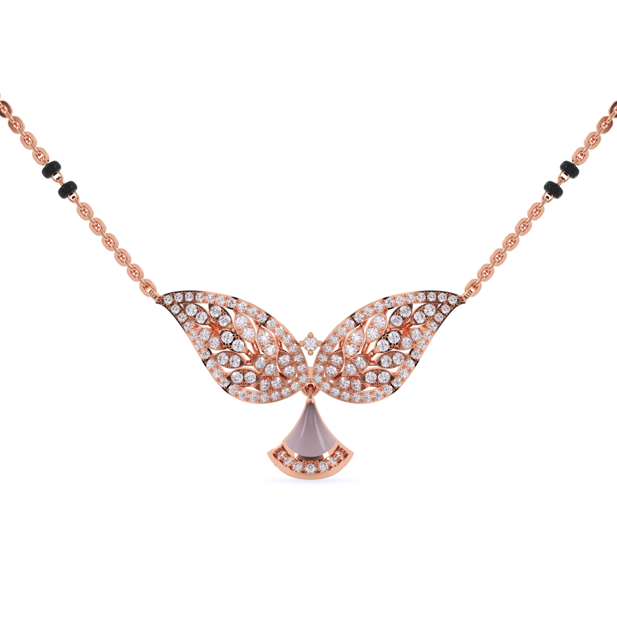 Stylish Leaf Round Lab Grown Mangalsutra